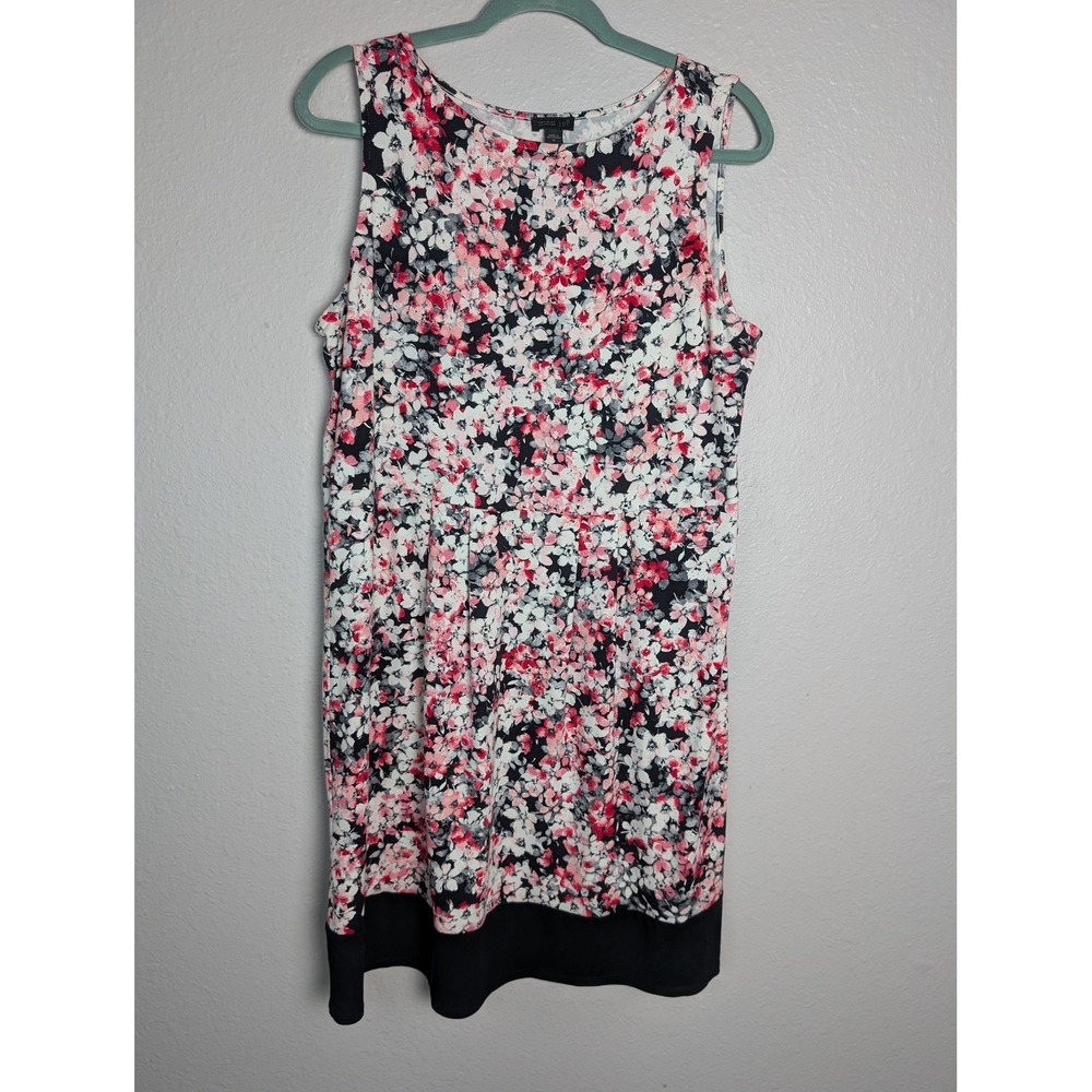 J. Jill Dress Womens M Black Midi Sundress Fit & Flare Floral Rayon Spandex